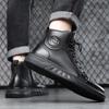 Модная Высококачественная Мужская Повседневная Кожаная Ботильонка Модная Высокая Шнуровка Уличная Нескользящая Обувь для Ходьбы Удобная Плоская Дизайнерская Спортивная Обувь