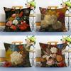 Fashion Casual Beautiful Oil Painting Flowers Cushion Cover Linen Pillowcase Soft For Sofa Bed Home Room Decor