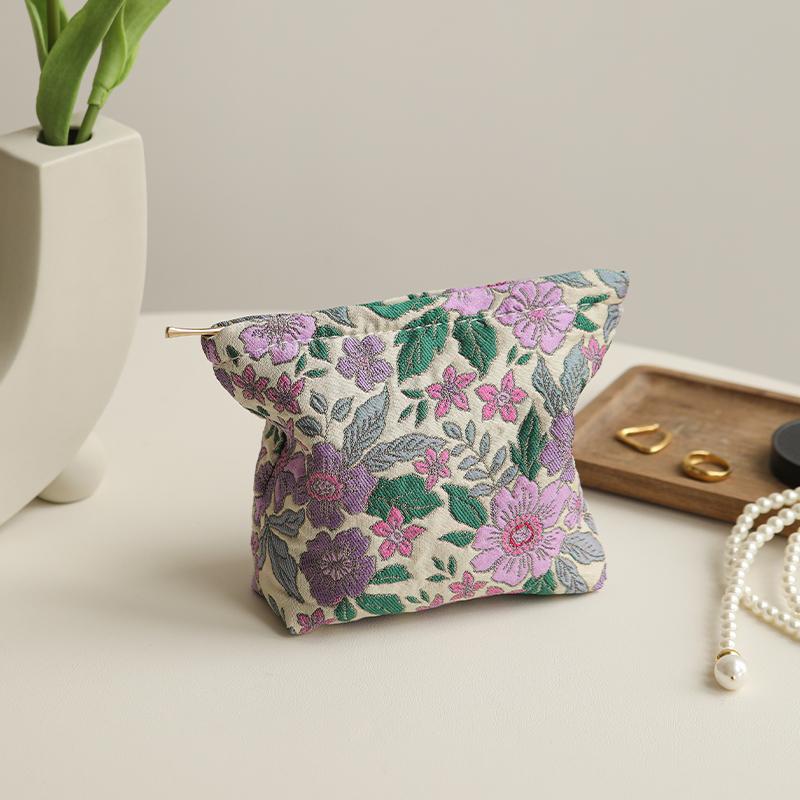 Женская косметичка маленькая винтажная фиолетовые цветы косметичка для хранения помады ручная портативная холщовая сумка для хранения кошелек