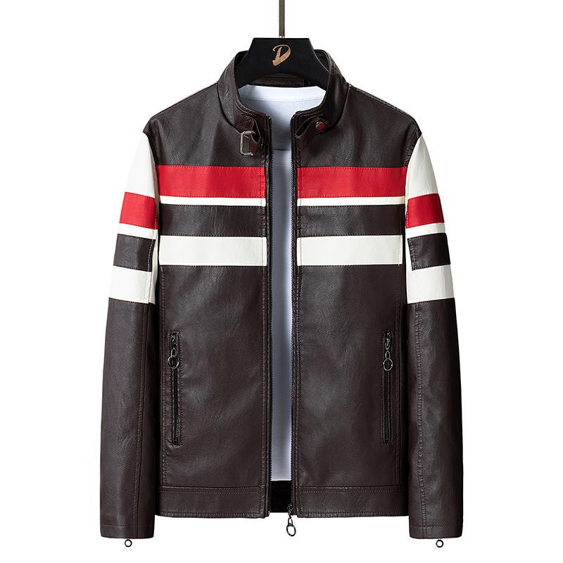 Мужская куртка из сращенной кожи, мужская куртка из искусственной кожи, мотоциклетный костюм из флиса и кожи для мужчин, облегающий крой
