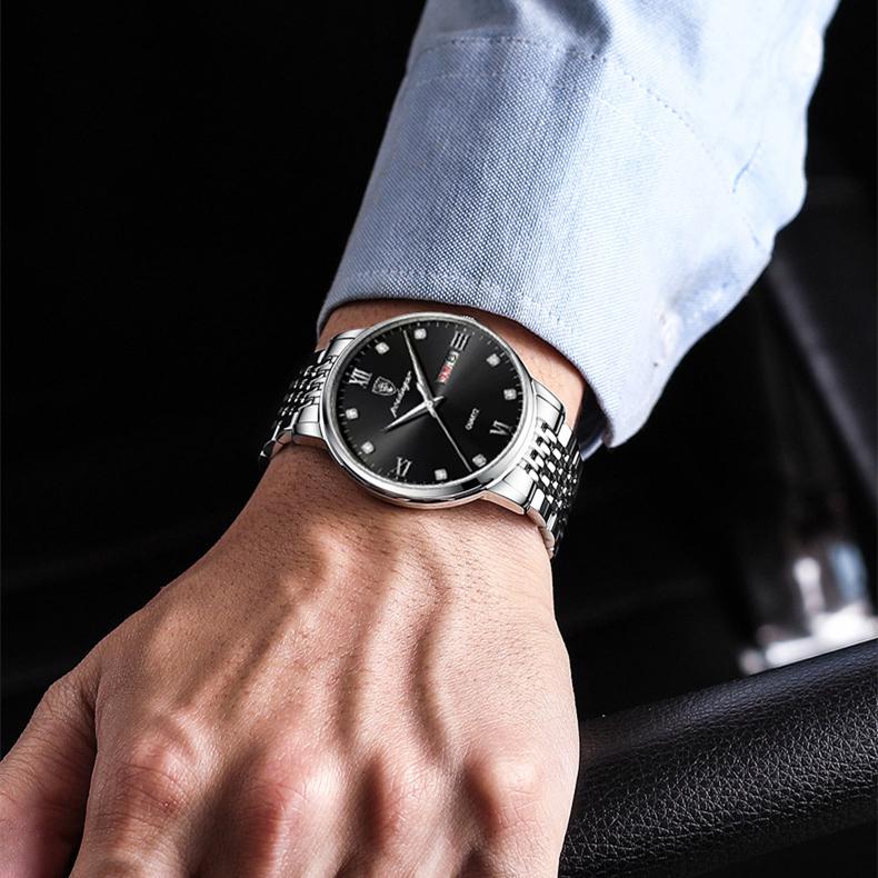 Новые роскошные мужские часы высшего бренда с коробкой, мужские водонепроницаемые светящиеся модные мужские кварцевые часы