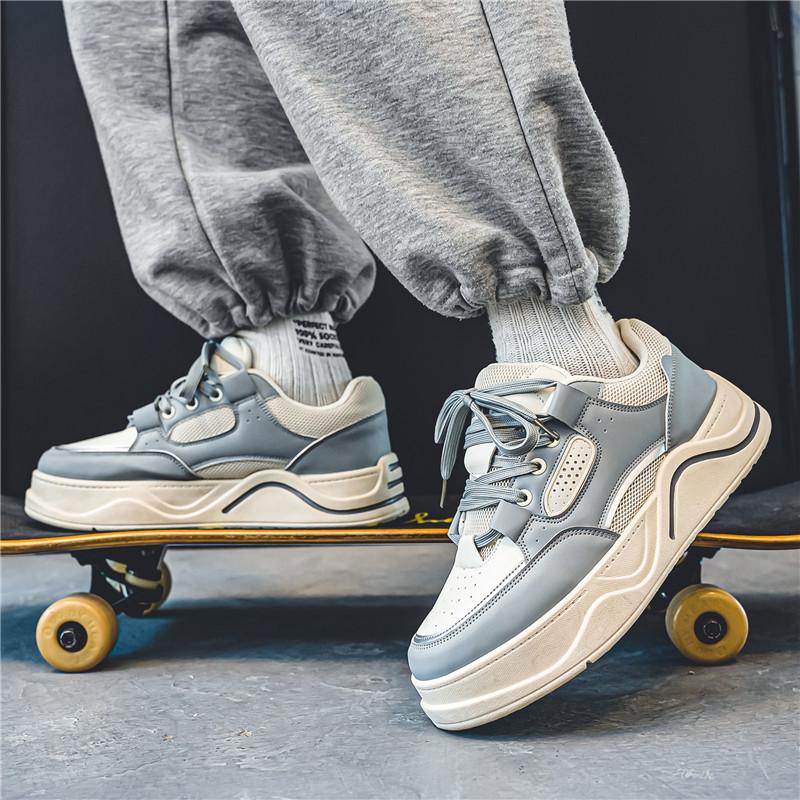 Sneaker Loafers Casual Shoe Men's Casual Shoes Sports and Leisure Men's Autumn Sneakers Skateboard Leather Shoes Mid-top New