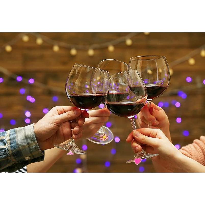 Guzuhuku Halloween Wine Glass Charms - 30pcs Drink Markers for Stem Glasses, Cute Styles, Reusable Wine Charms for Tasting Party, Christmas, Wedding