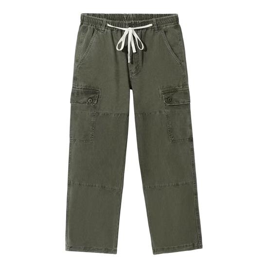 Мужские брюки-карго свободного кроя, однотонные, винтажный стиль, уличный стиль, широкие прямые брюки с несколькими карманами, уличные брюки для путешествий на открытом воздухе