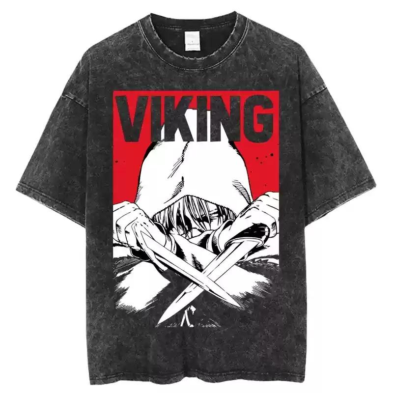 VINLAND SAGA Manga Graphic Tshirt Thorfinn T Shirt Mens Clothing Short Sleeve Tee Cotton Harajuku Washed Oversized Tshirt