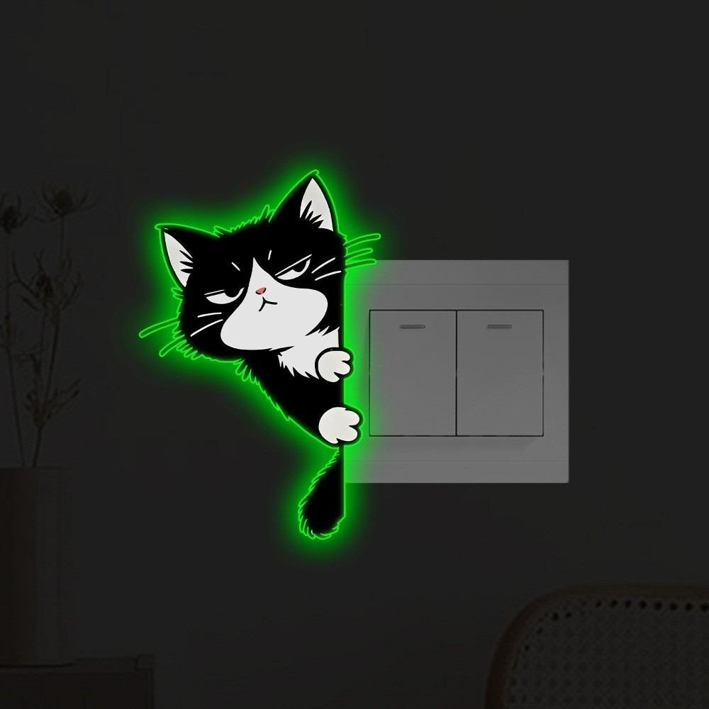 Self-Adhesive Cat Luminous Stickers Decorations Cat Switch Sticker Entrance Decoration