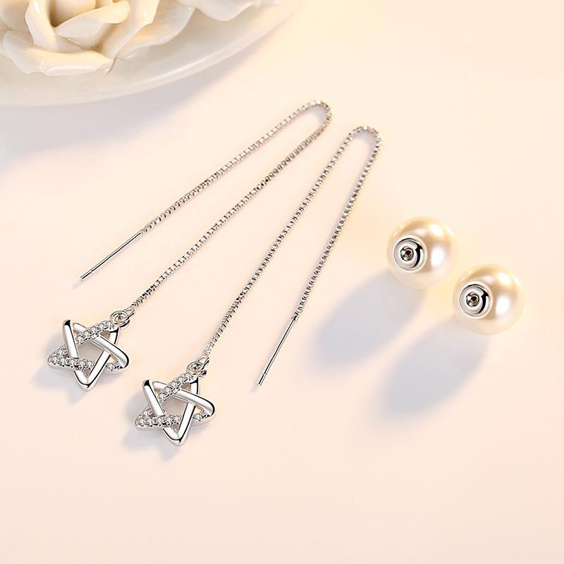 Женские корейские модные элегантные простые антиаллергенные 925 посеребренные висячие серьги с кисточками, длинные маленькие украшения для ушей, рождественский подарок