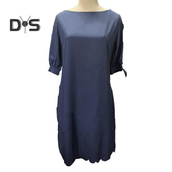 Женское платье с открытыми рукавами три четверти и круглым вырезом, сплошной цвет, мягкое дышащее свободное платье длиной до колена с декором из бисера, женское платье миди для поездок на работу