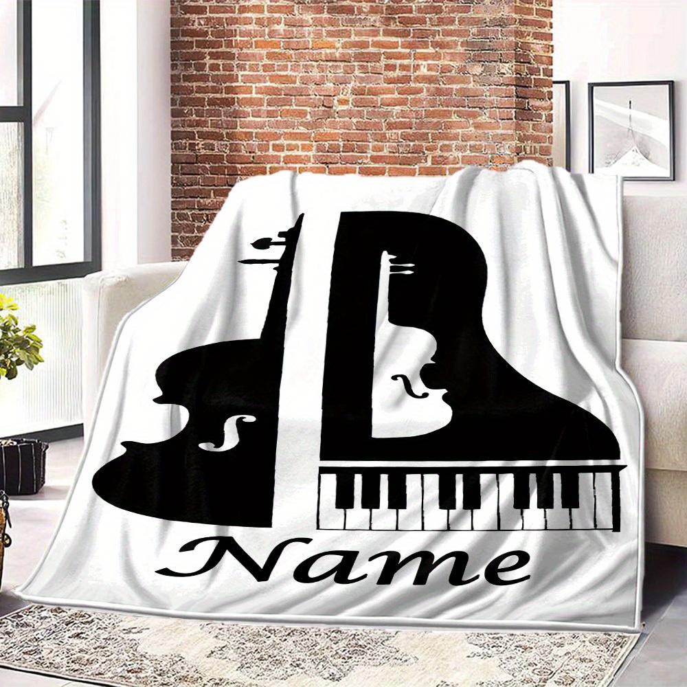 Music Theme Home Customize Your Name Blankets Comfortable Soft Lightweight Allseason Multipurpose Blanket For Picnics Sofas Offices Beds Living Rooms