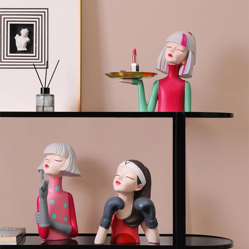 Creative Girl's Entrance Key Storage Ornaments Light Luxury Living Room TV Cabinet Home Decoration Bedside Table Small Ornaments