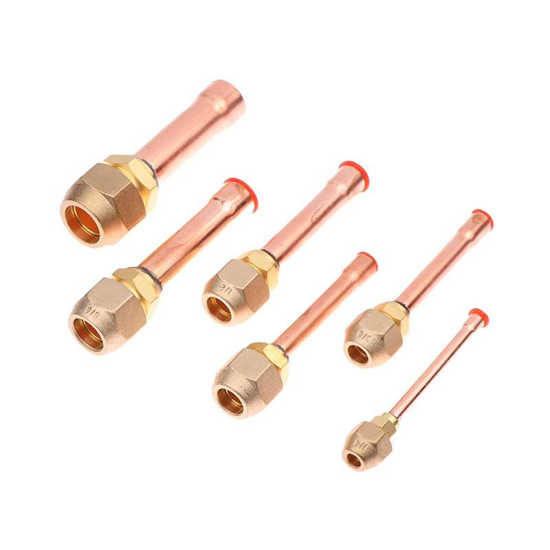 1Pc Air Conditioning Copper Pipe With Forged Brass Sae 1/4 3/8 5/8 1/2 3/4 Threaded Connector Fitting Adapter -20 To 120℃