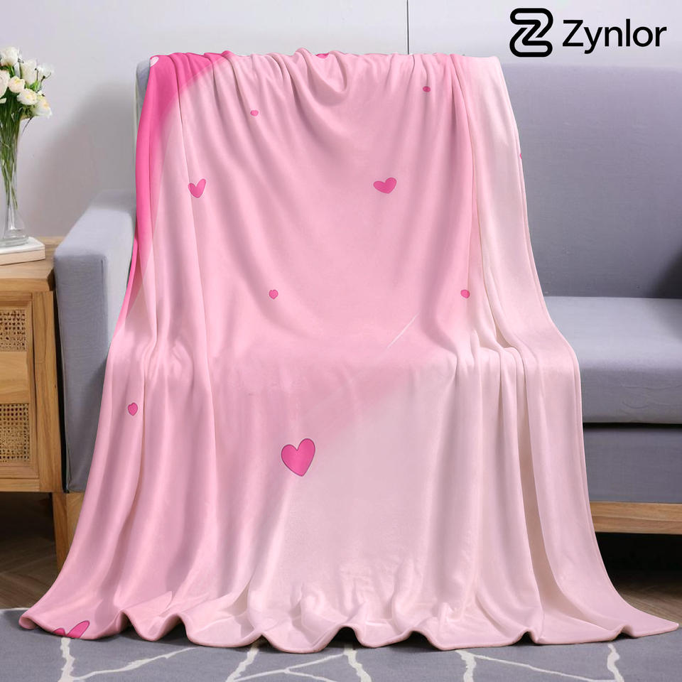 Pink Wave Hearts Ultra Soft Sherpa Fleece Blanket Fluffy Warm Halloween Cozy Throw for Sofa Couch Bedroom Gift All season