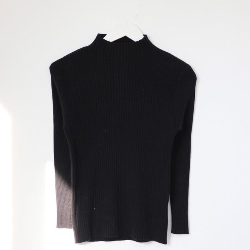 Осень Зима Базовый Полувысокий воротник Длинный рукав Женский вязаный свитер Мягкий Эластичный Свободный Пуловер Свитера Женщина Повседневный Простой Топы Внутренняя одежда