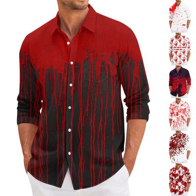 Мужская повседневная свободная рубашка с длинными рукавами, модная рубашка с лацканами, топ