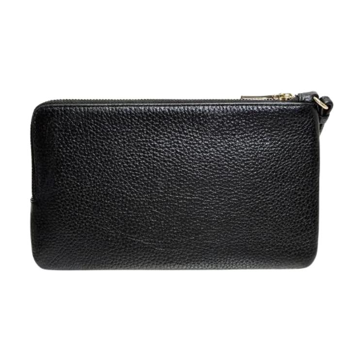 Coach Кошелек на двойной молнии 21 Дизайн с логотипом Застежка-молния Кошелек из покрытого холста и кожи Женский кошелек Черный CX161-IMXAQ