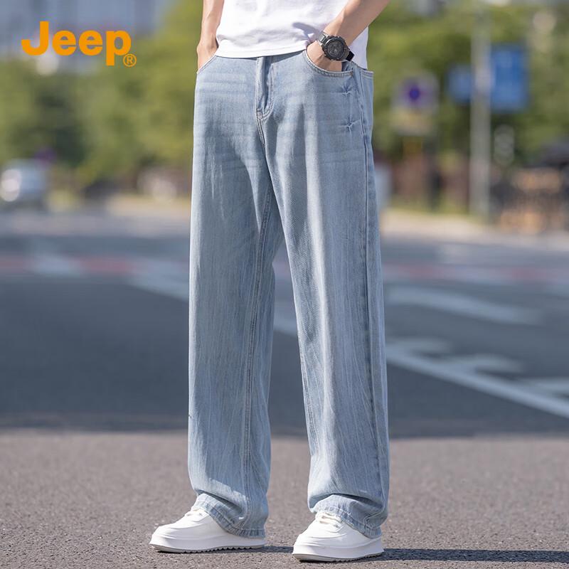 Jeep Men's Tencel Blend Summer Straight-Leg Jeans