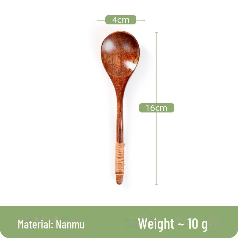 Японская маленькая деревянная суповая ложка Nanmu - цельная древесина для помешивания и питья супа