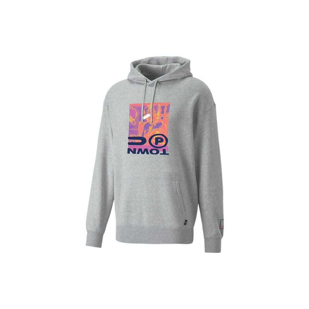 Puma Толстовка с капюшоном и графическим принтом, унисекс, серая 536753-04