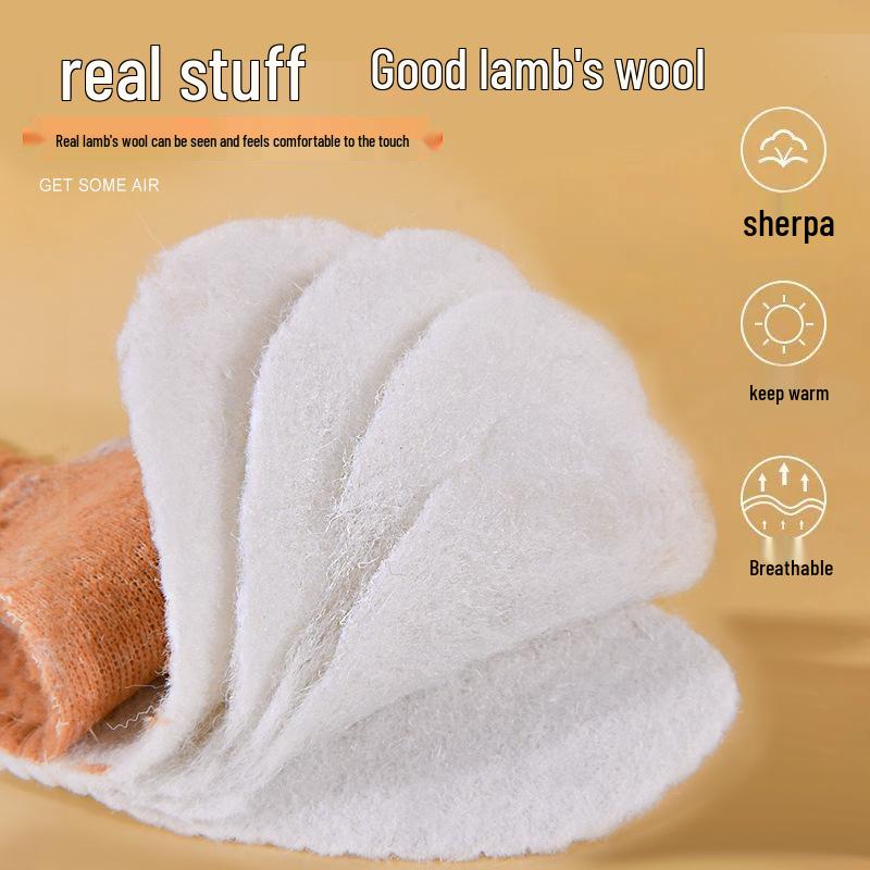 Дышащие, теплые зимние стельки с флисовой подкладкой, впитывающие пот, холодостойкой имитацией овечьей шерсти.