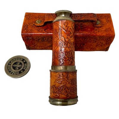 Латунный морской телескоп Дизайнерский кожаный латунный ручной телескоп шпионское стекло