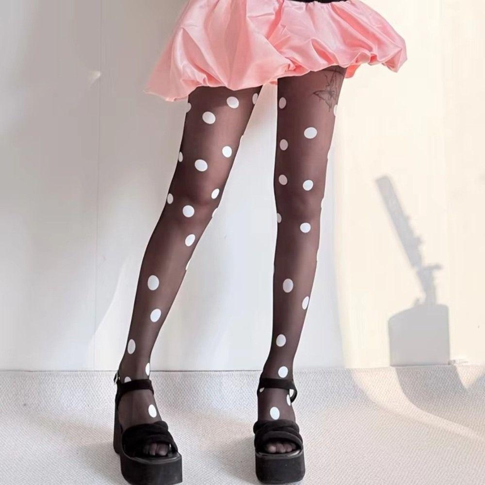Translucent Polka Dot Tights Ultra-thin Printed Pantyhose Sheer Pantyhose JK Skirt Accessories