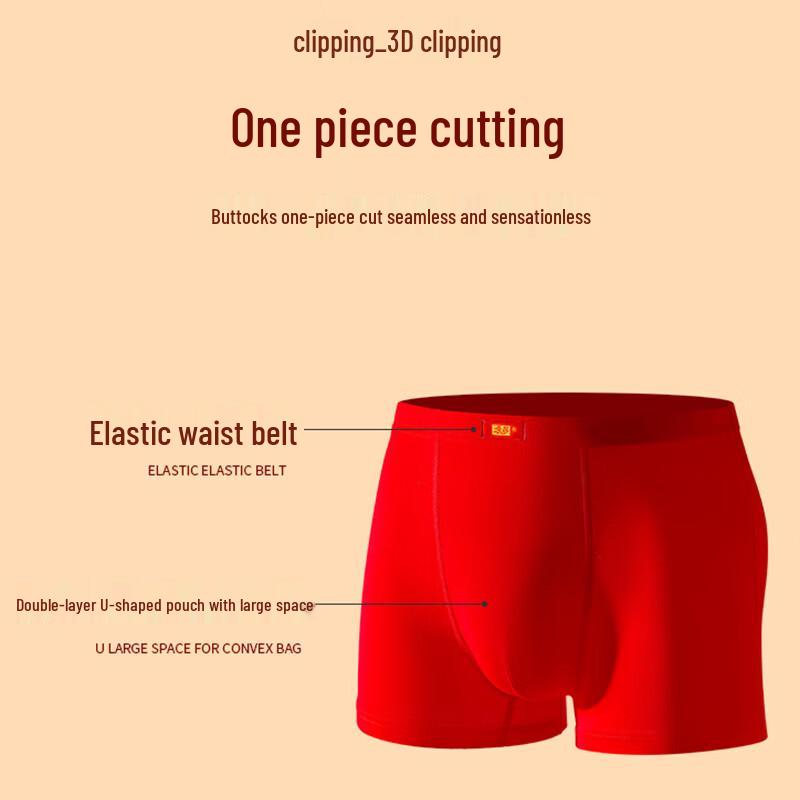 LANGSHA Мужские трусы-боксеры из чистого хлопка красного цвета - 4 штуки
