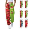 Women's Fashion Sport Christmas Printed Drawstring Pocket Casual Sweatpants Pants