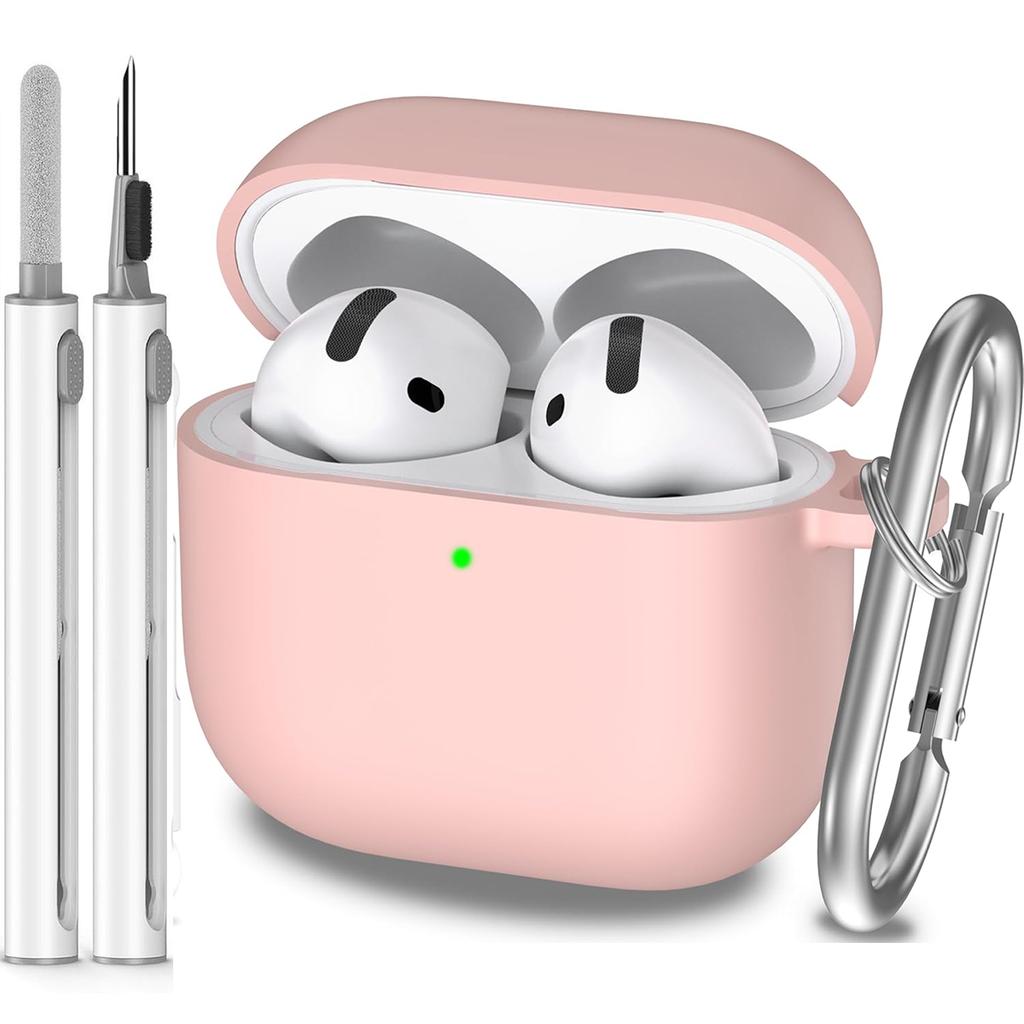 Чехол для AirPods 4-го поколения 2024, Мягкий силикон военного класса, Амортизирующий, для чехла AirPods 4 с брелоком и Clear