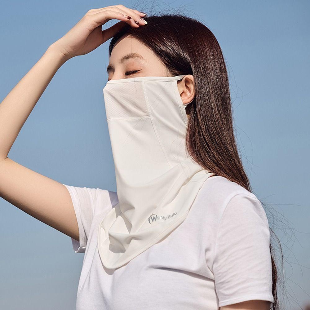 Solid Color Face Gini Mask Summer Sunscreen Mask Ice Silk Womne Neckline Mask Men Fishing Face Mask
