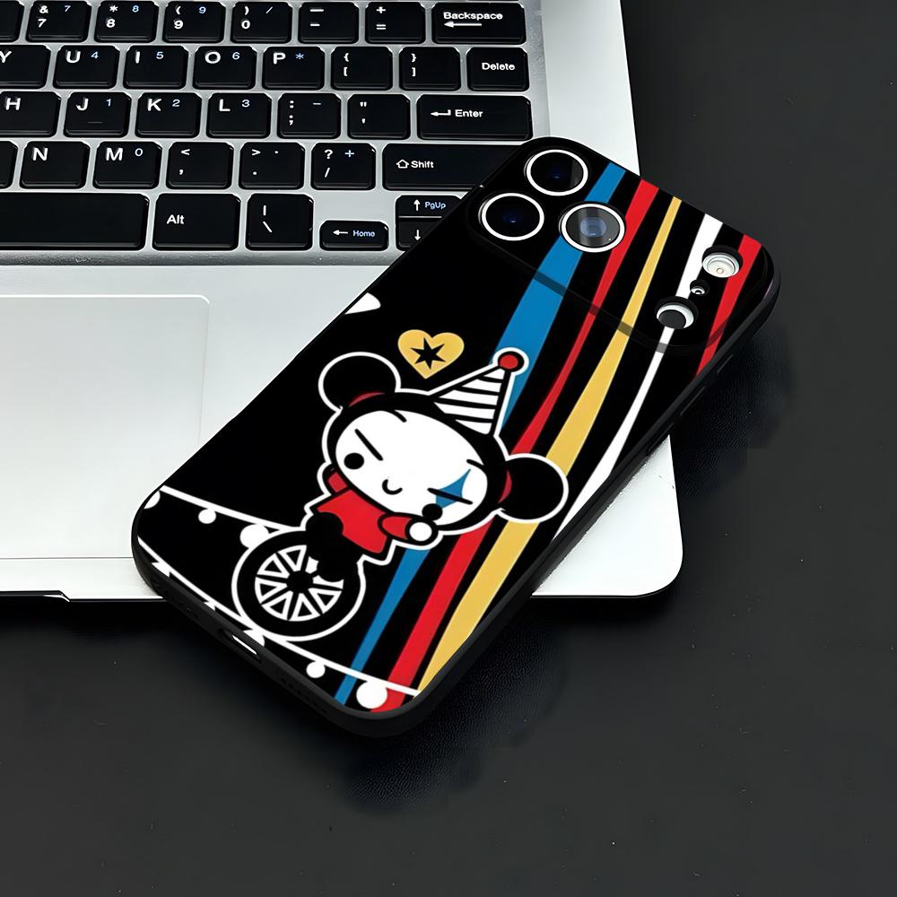 Fashion Cute Cartoon Pucca Phone Case For IPhone 17 Air 16 E Pro Max 15 14 13 Mini 12 Pro 11 Max Plus Black Soft Shell