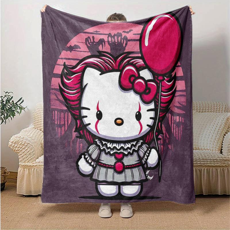 1pc Cute Cat Character Hello Kitty Blanket, Soft Warm Throw Blankets, Living Room, Travel, Camping, Car Blankets, Beach, Office Naps, Home Decor Gift