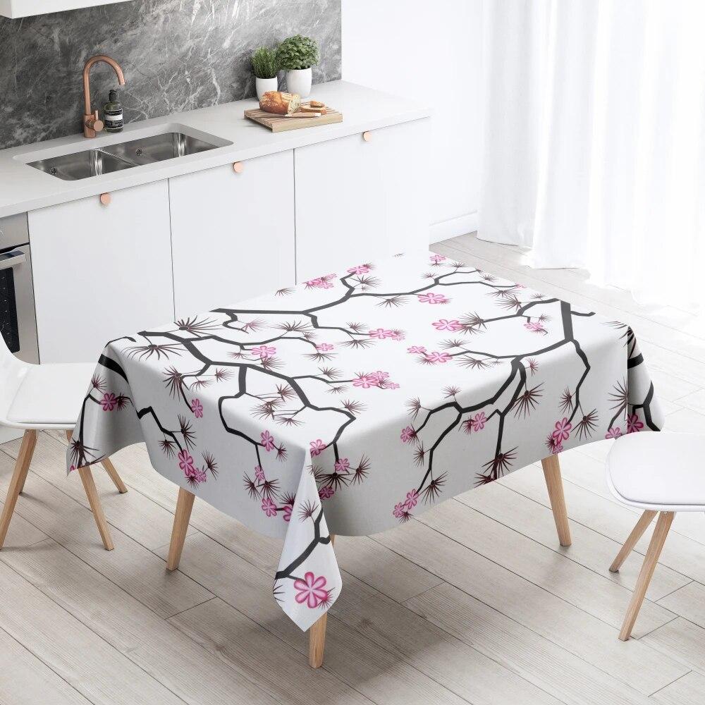 Цветочная скатерть для домашнего декора, устойчивая к пятнам, водонепроницаемая, украшение для стола, прямоугольная кухонная столешница для камина