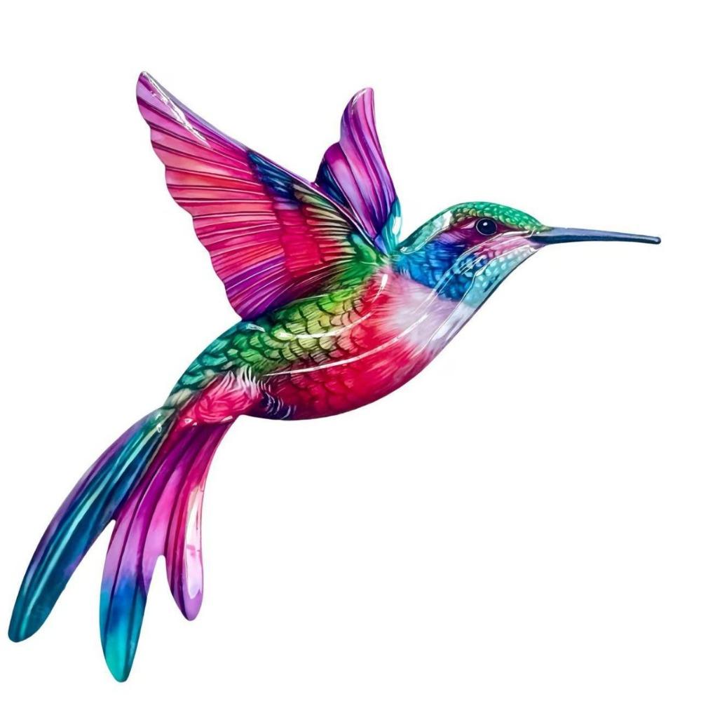 Metal Material Metal Hummingbird Wall Art 3D Design Colorful Finish Hummingbird Pendant Weather Resistant Vintage Colorful Birds