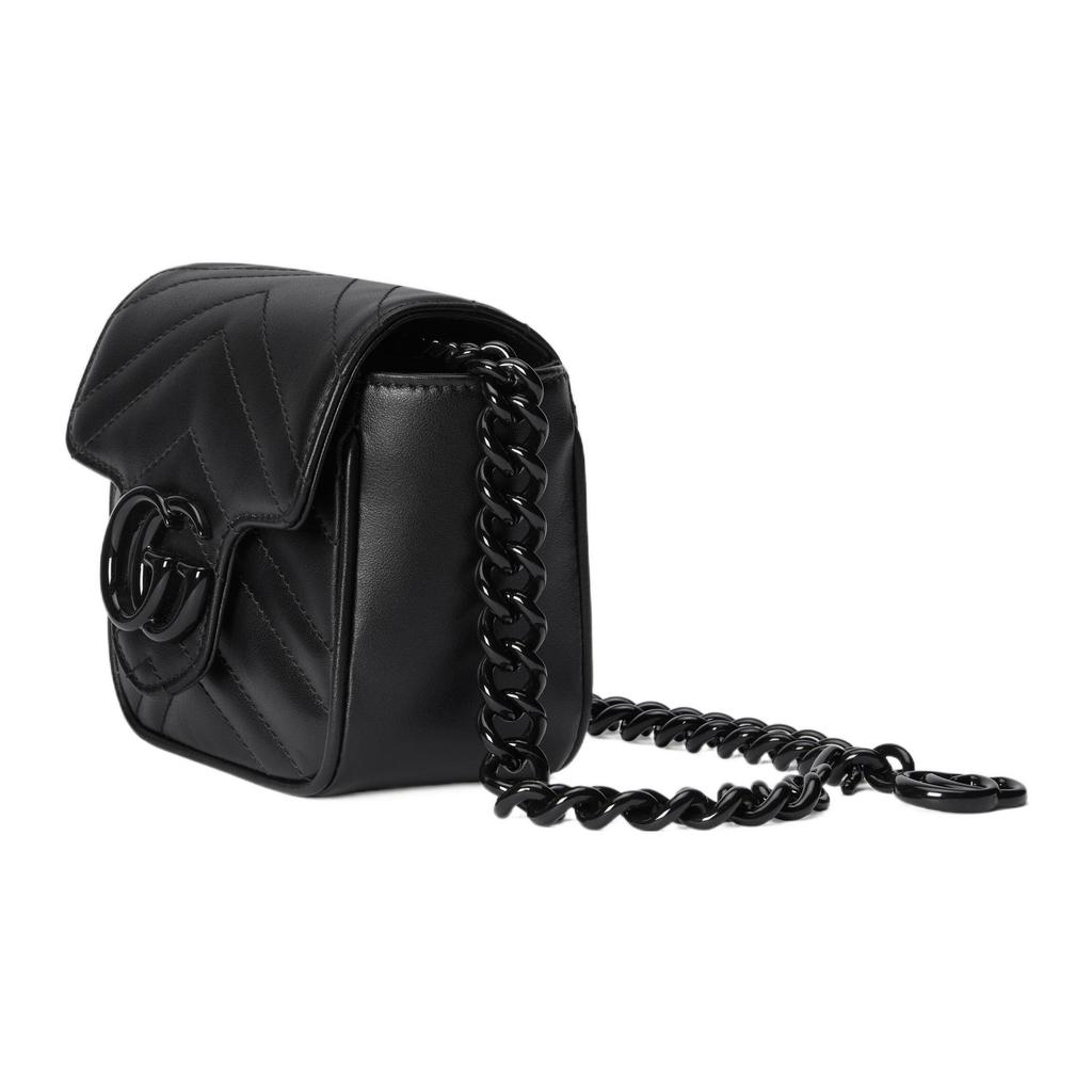 Gucci GG Marmont Series Double G Logo Quilted Leather Waist Bag Women waist bag Black 739599-UM8KV-1000
