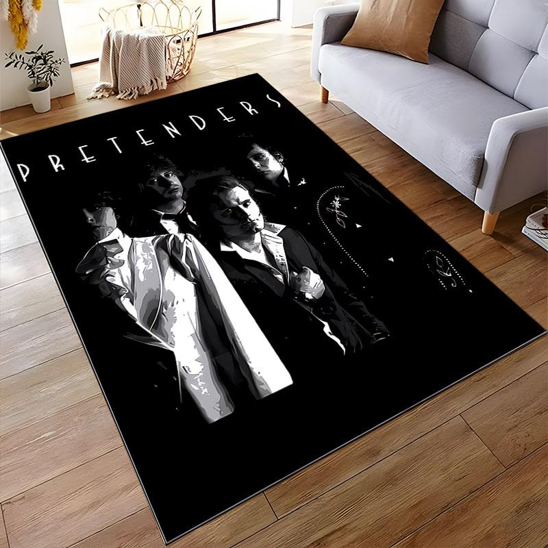 "Monochrome Band Portrait Rug" suitable as a non-slip mat for the living room or bedroom sofa