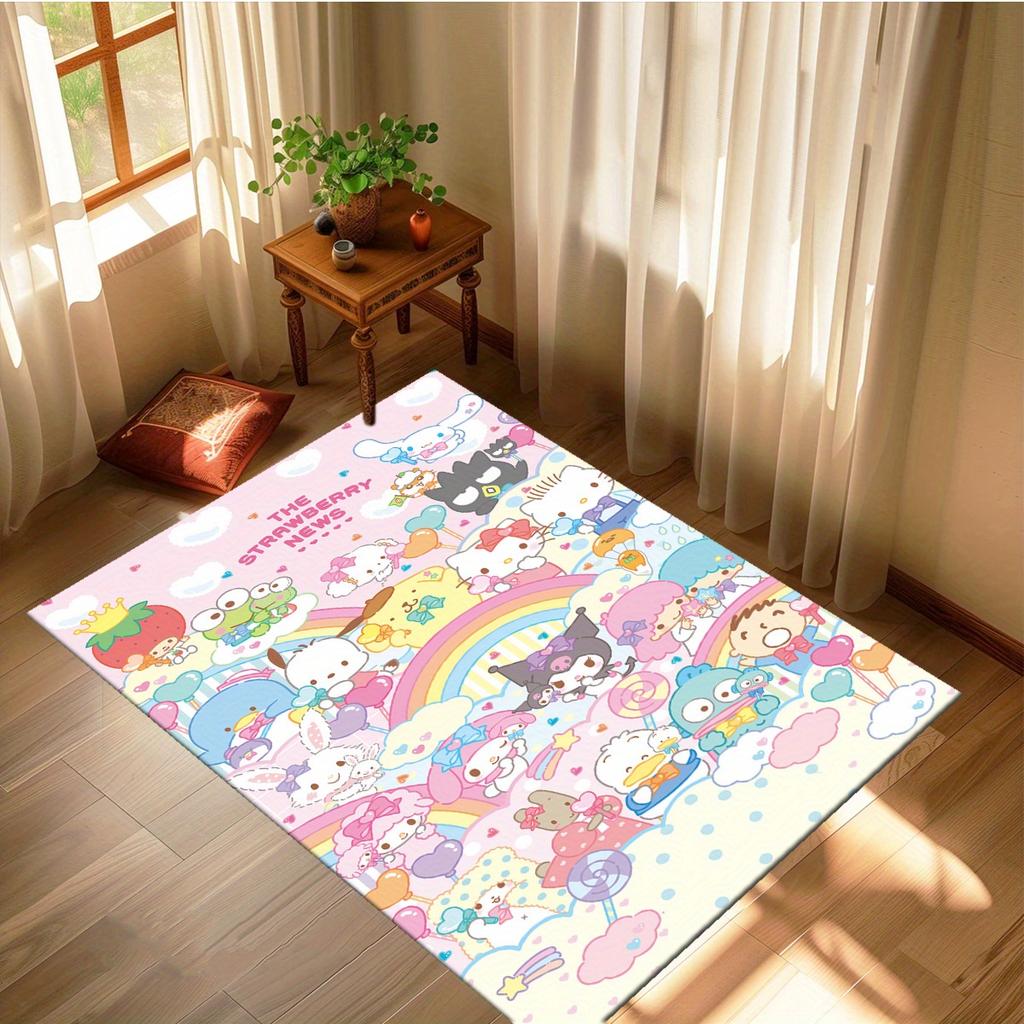Sanrio Family Gathering Pattern Rugs,3D Printed Decorative Rugs,Soft and Comfortable Rugs for Living Room,Bedroom,Corridor,Mattress Area Rug