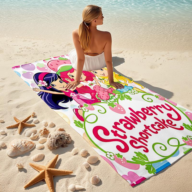 1pc Strawberry Princess2 Beach Towel, Comfortable and Thick, and Swimming/Bath/Picnic/Camping Towel, Suitable for Seaside Beaches