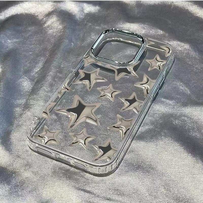 Прозрачный чехол для телефона с модным узором «Сияющая звезда» для iPhone 17 Air 16 e 15 14 13 12 11 Pro Max Plus SE Задняя крышка