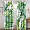 2pcs Tropical Leaf Curtain Green And White Plant Palm Summer Hawaiian Watercolor Plant Banana Tree Natural Print Curtain Bedroom