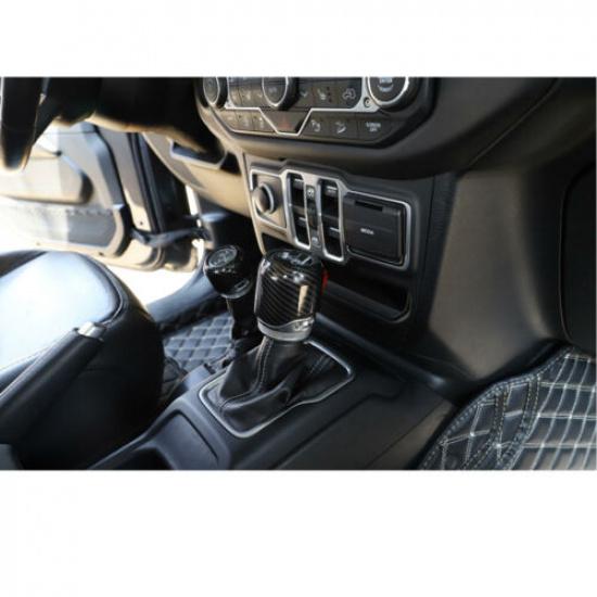 For Jeep Wrangler JL JT 2018+ Center Gear Shift 4WD Knob Cover Trim Carbon Fiber