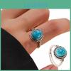 Turquoise Oval Ring Ring Vintage Ethnic Style Adjustable Ring