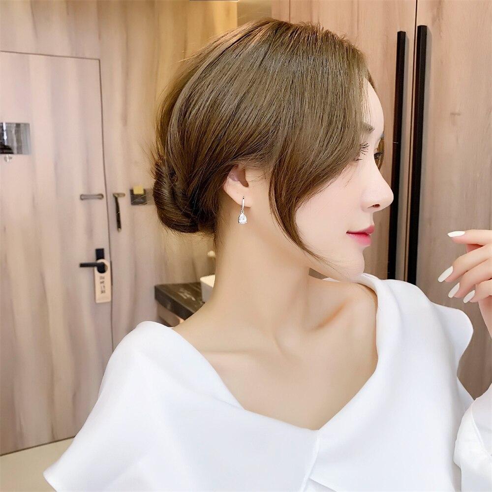 New Women Earring Pendant 925 Silver Fashion Simplicity Luxury Micro -Inlaid Zircon A Pair Piercing Hoops Earrings Jewelry Gift