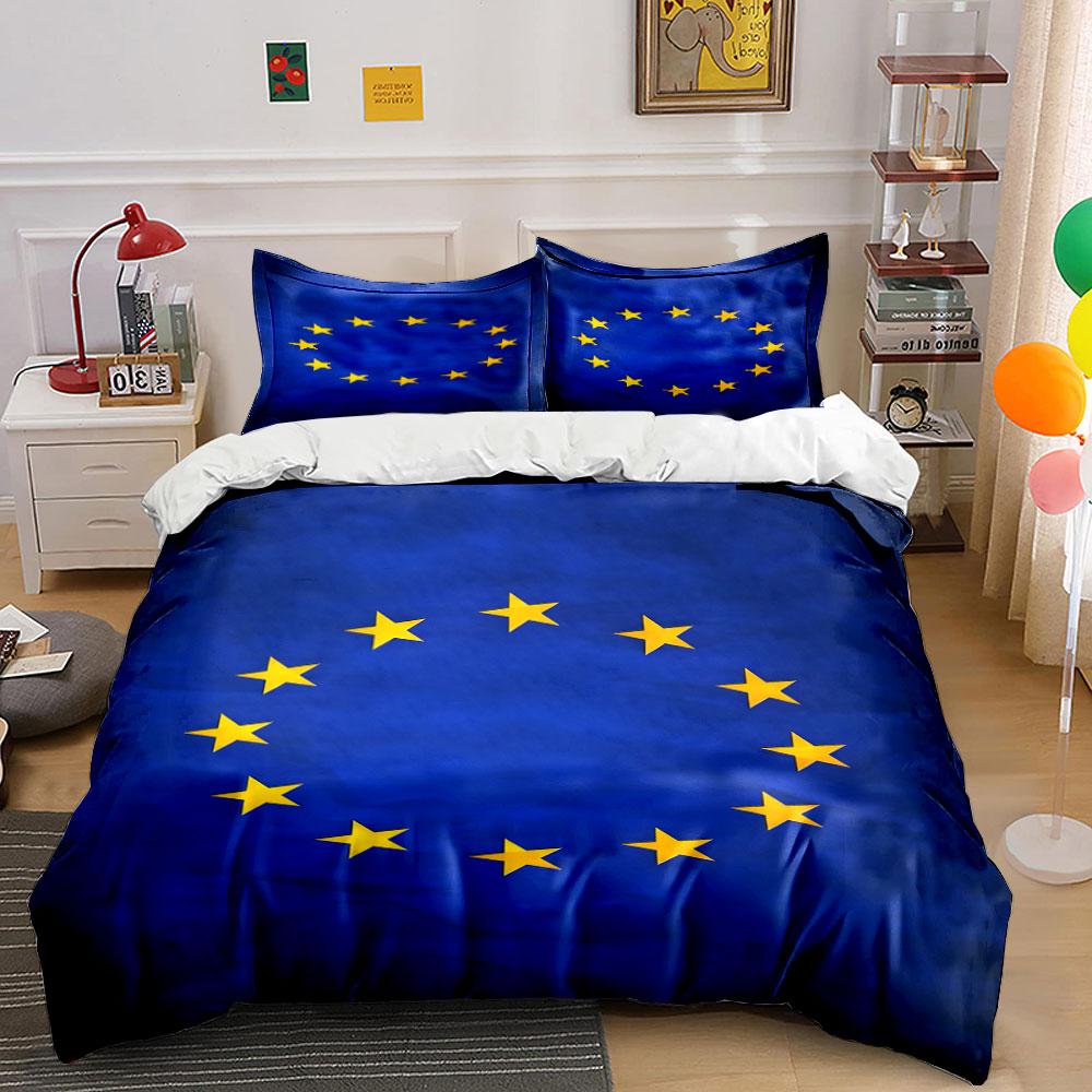Yellow stars, blue background. Bedding sets Duvet cover sets Duvet covers Pillowcases(1*Duvet Cover 2*Pillowcases without duvet insert)