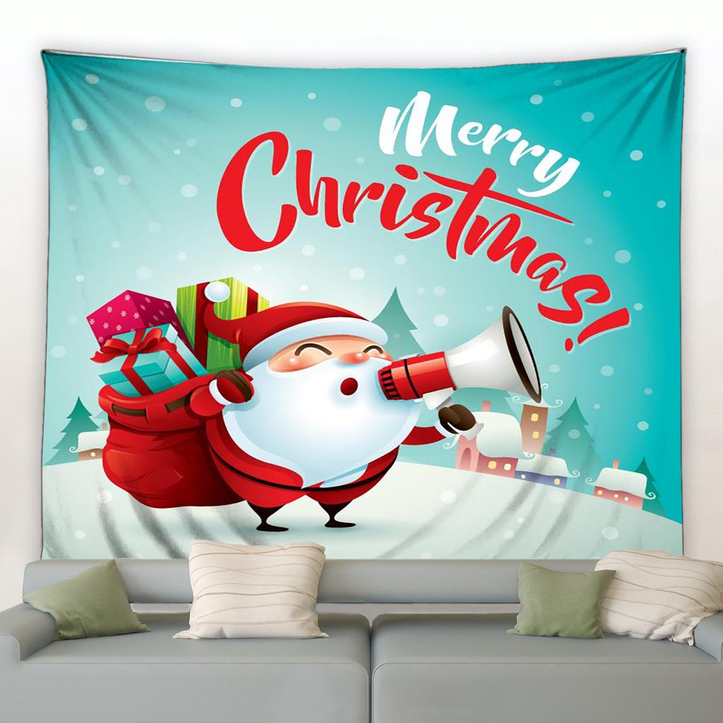 Merry Christmas Cartoon Santa Claus Printed Pattern Tapestry Home Living Room Bedroom Decoration Background Cloth Tapestry