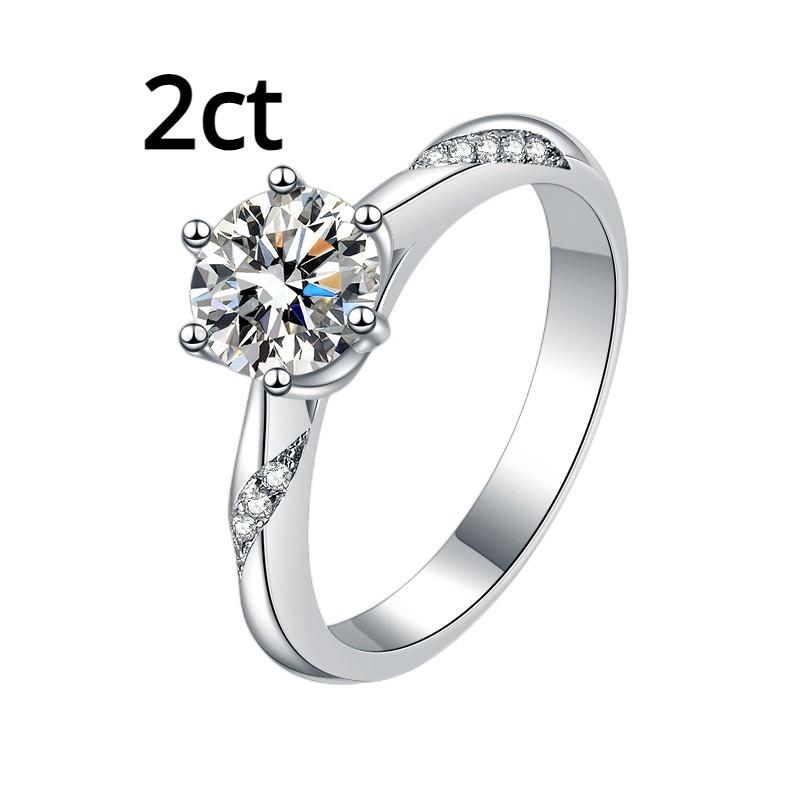 D Color Moissanite Ring 50 Points/1/2/3 Carat Sterling Silver S925 Platinum Plated Ring Engagement Ring Wedding Ring Gift for Girlfriend