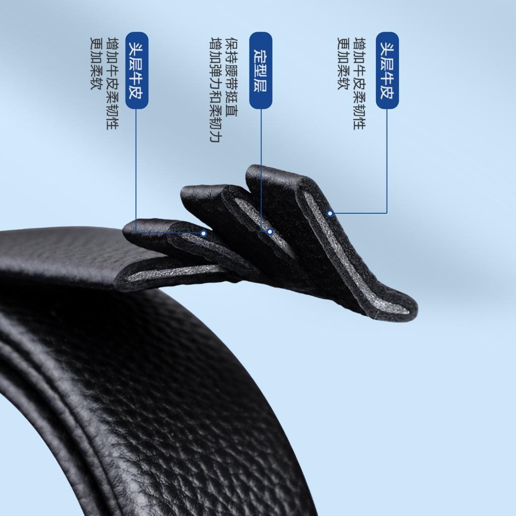 Hengyuanxiang men's leather belt, real cowhide business automatic buckle belt, gift box for boyfriend and father