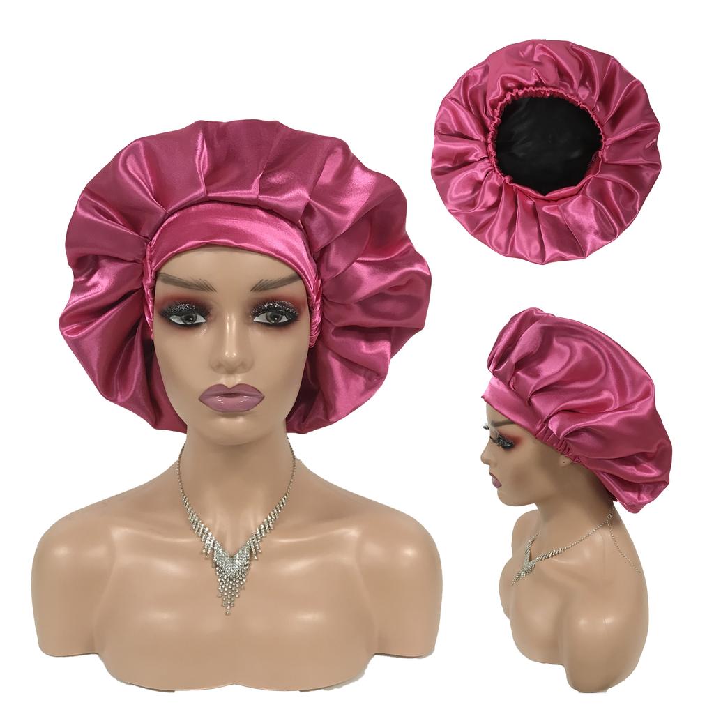 SL Custom logo Designer Bonnets Double Layer Hair Bonnet Silk Pillow case and Bonnet Set