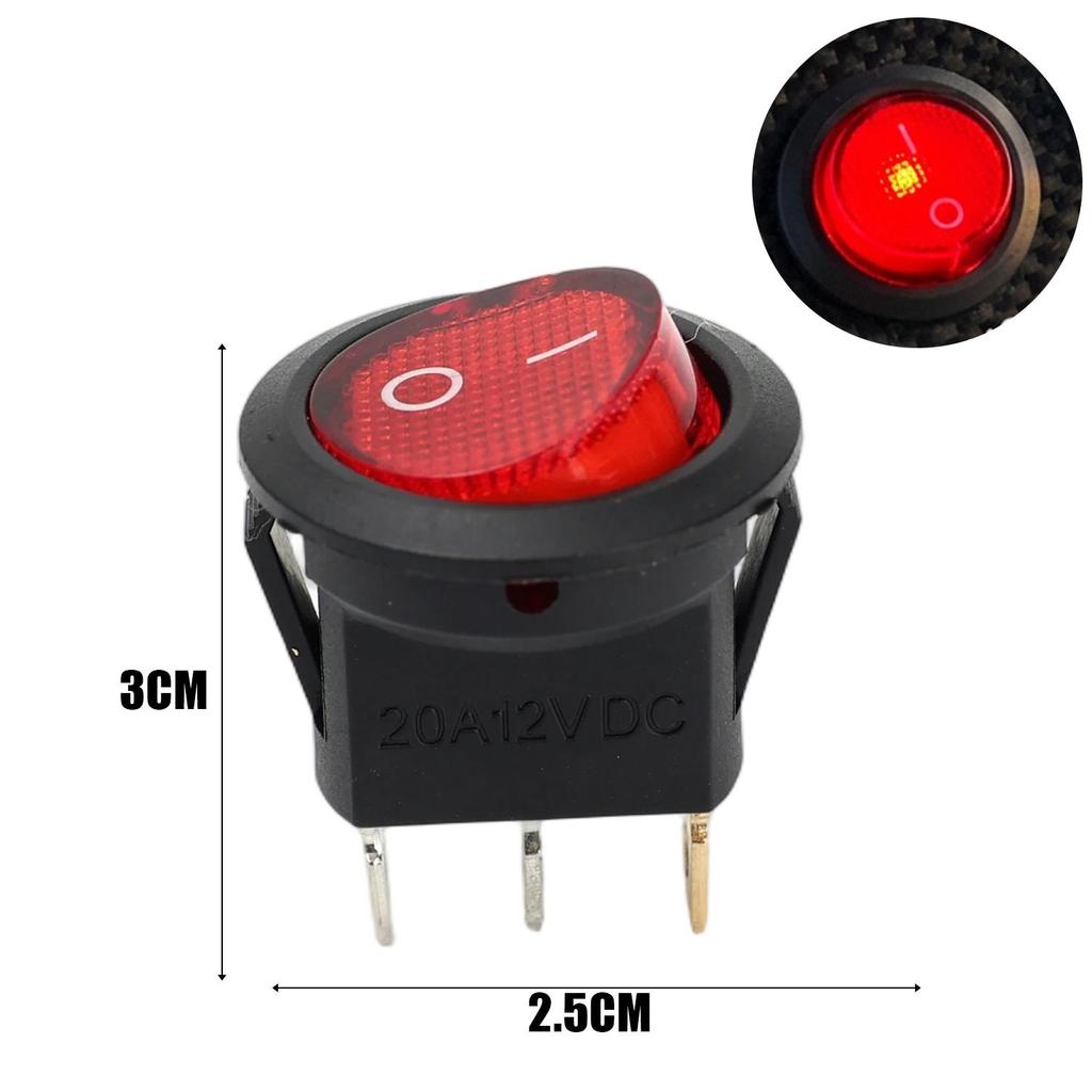 For Panel Control Box Boat Car RV 20mm Round Hole LED Rocker Switch KCD1 12V 20A SPDT Waterproof Marine Equipment Switches
