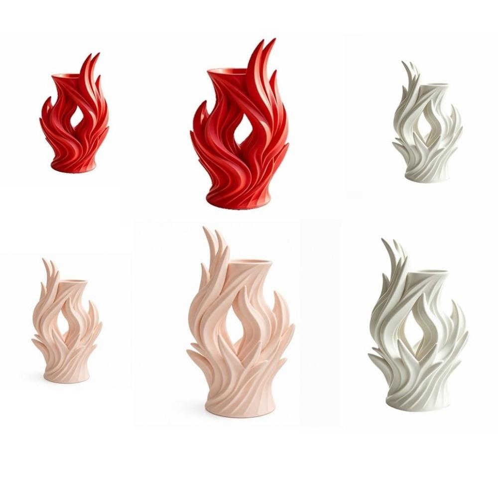 3D Printed Artistic Flame Vase Twisted Wave Flower Container Irregular Vase  Desktop Decoration