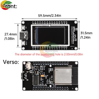 Esp32 1,9-дюймовый 1,14-дюймовый ЖК-экран Wi-Fi Bluetooth Плата разработки На борту модуль Esp-32 Интерфейс Type-C